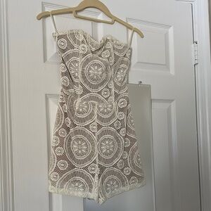 Elegant Cream Lace Romper